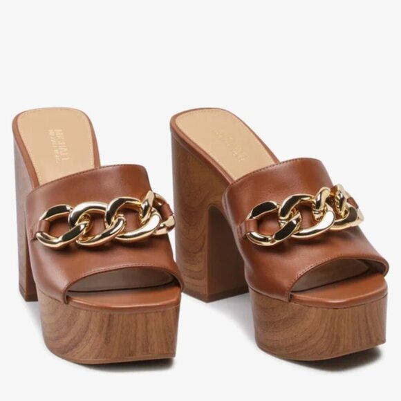 Michael Kors Women's Scarlett Platform Mule Chain Sandals - Picture 1 of 6